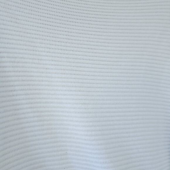 BASIC White Ribbed Long Sleeve Top Medium Women Neutral Casual Knit Shirt - Picture 3 of 5